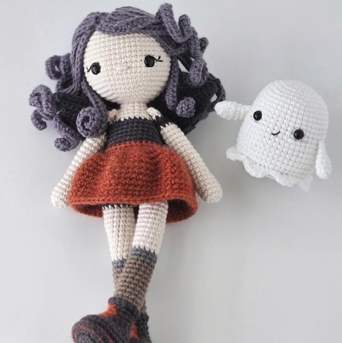 Free Crochet Halloween Fairy & Ghost Toy Amigurumi - Cute Halloween Decoration, Handmade Stuffed Toy, Spooky Gift for Kids Adults Doll Making