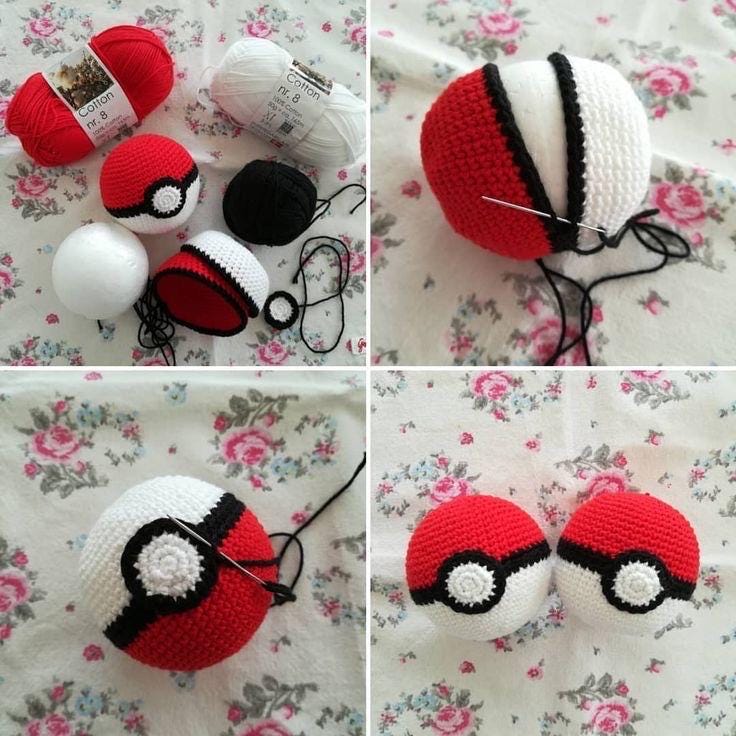 Crochet Pokeball (POKEMON) Amigurumi Pattern PDF | Easy DIY Pokemon Toy Tutorial, Instant Download Doll Making