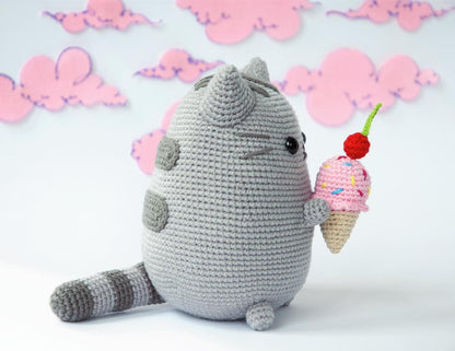 FREE Crochet Sweet Cat with Ice Cream Amigurumi Pattern PDF | DIY Kit, Instant Download, Cute Gift Idea for Cat Lovers Doll Making