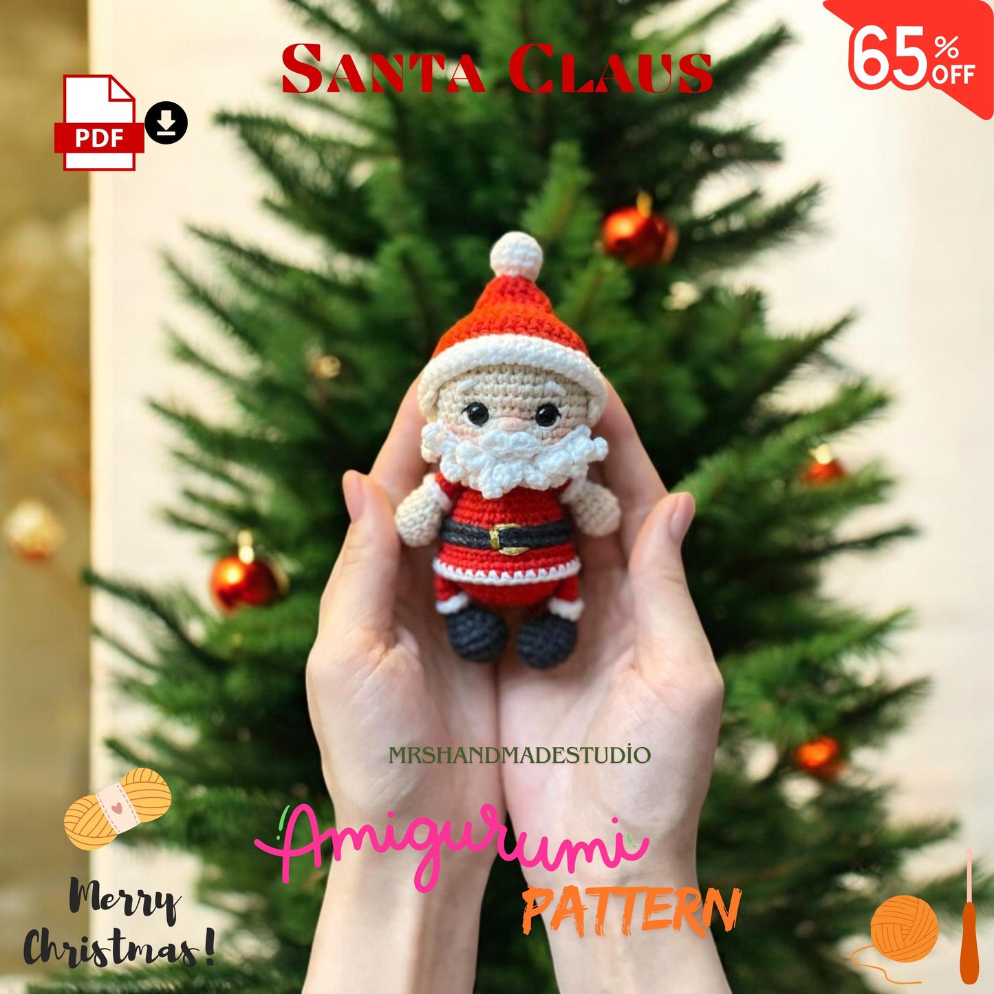 Crochet Christmas Santa Claus Pattern PDF |Tutorial in 5 Languages