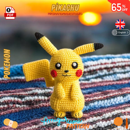 Crochet Pikachu Amigurumi Pattern 10 Language Options Doll Making PDF | Easy DIY Pokemon Toy Tutorial, Instant Download Doll Making