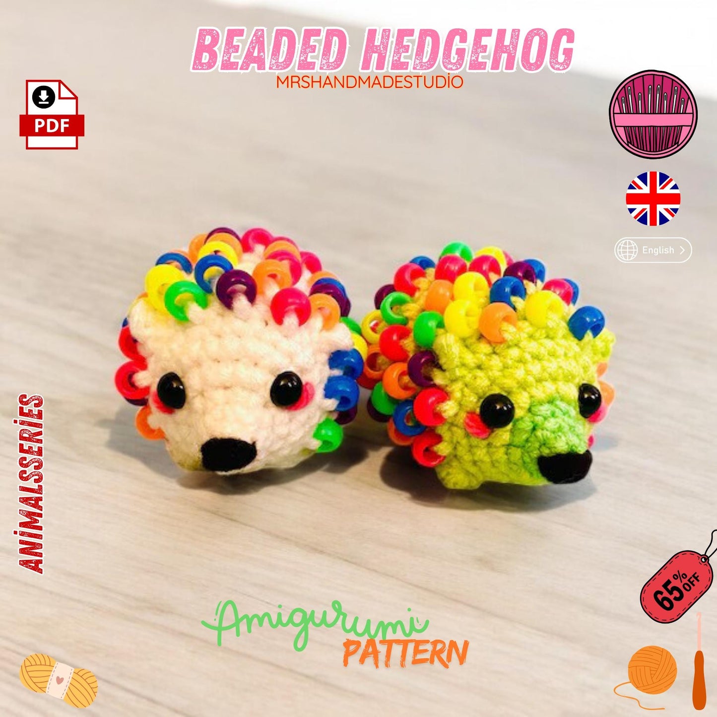 Crochet Beaded Fidget Hedgehog Pattern 10 Language Options Crochet your own Fidget Hedgehog Pattern -Perfect for Anxiety & Focus Doll Making