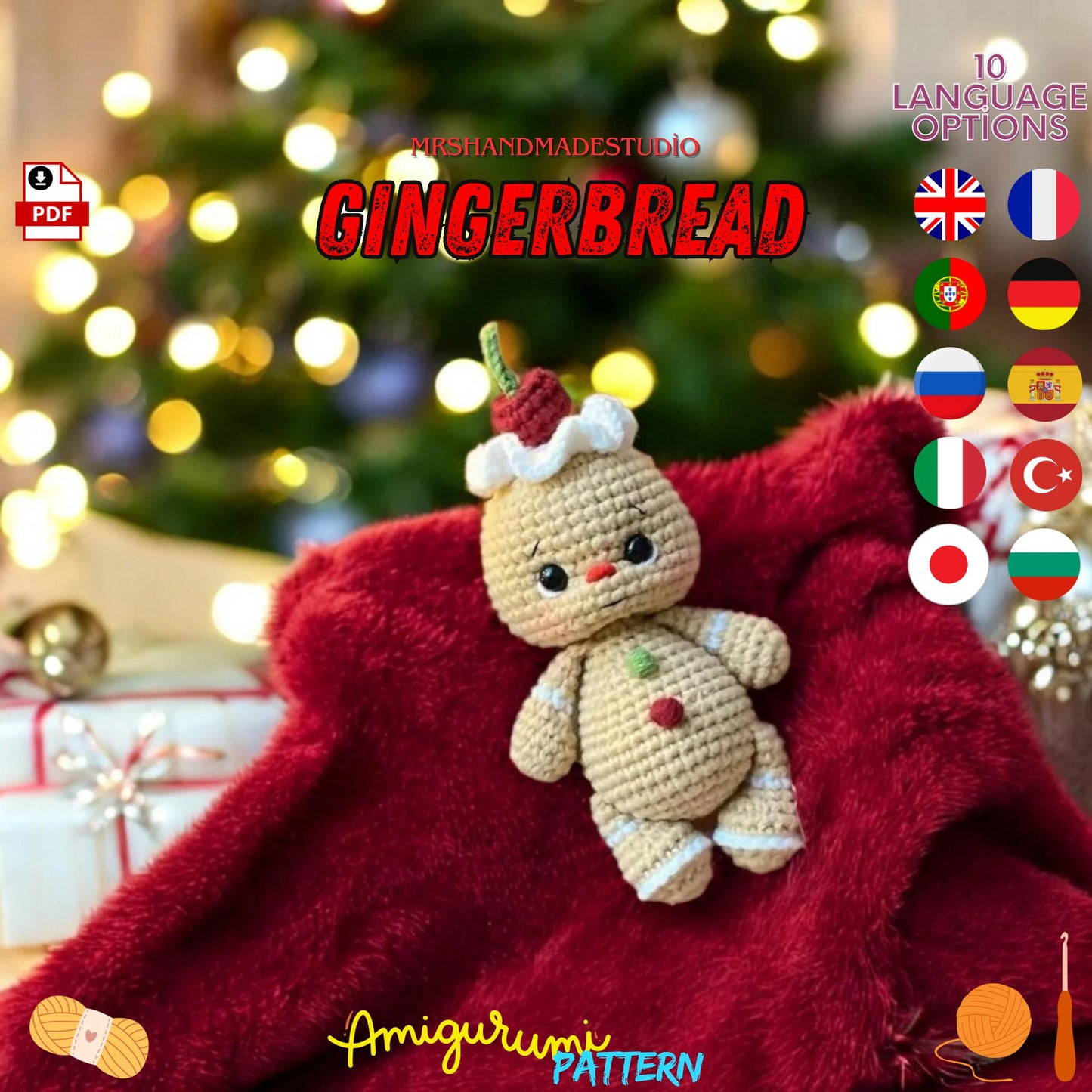 Crochet Gingerbread Amigurumi Pattern PDF - Cute Christmas Doll Making Tutorial, Holiday Craft Project, DIY Gift Idea