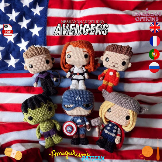 Crochet Avengers Characters Set Amigurumi Pattern PDF - DIY Doll Patterns & Instructions for Marvel Fans