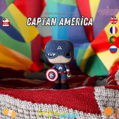 Crochet Captain America Amigurumi Pattern PDF | Superhero Doll DIY Project, Instant Download, Handmade Gift Idea