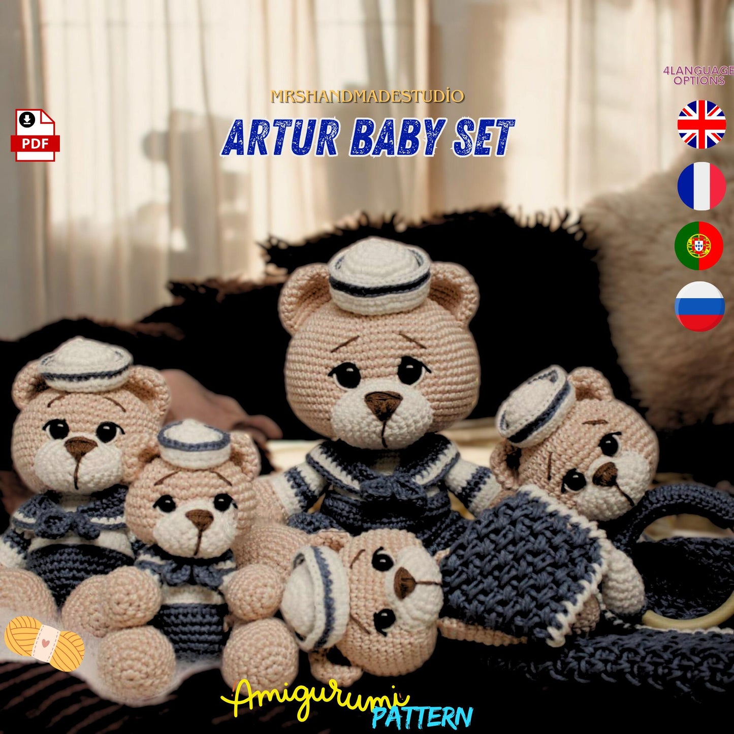 Crochet Steward Artur Baby Set - Amigurumi Pattern PDF for Beginners, Cute Baby Toy, DIY Gift Idea