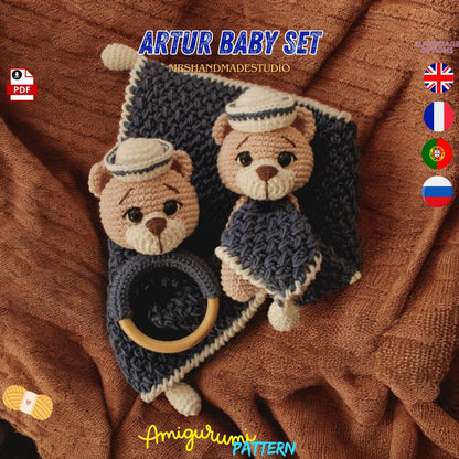 Crochet Steward Artur Baby Set - Amigurumi Pattern PDF for Beginners, Cute Baby Toy, DIY Gift Idea