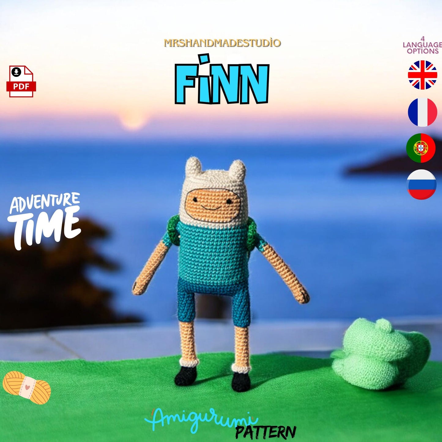 Crochet FINN Pattern | Adventure Time Amigurumi PDF | Fun Crochet Toy | Instant Download | DIY Craft Project for Fans