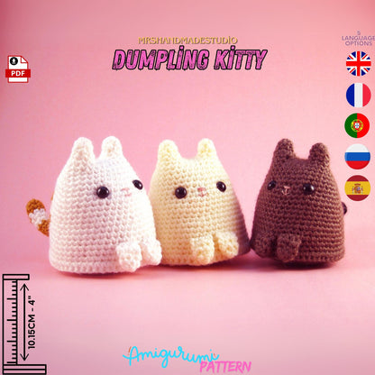 Crochet Dumpling Kitty Amigurumi Pattern PDF | 5 Languages Cute & Easy Crochet Project for Cat Lovers, Instant Download Doll Making