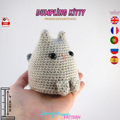 Crochet Dumpling Kitty Amigurumi Pattern PDF | 5 Languages Cute & Easy Crochet Project for Cat Lovers, Instant Download Doll Making