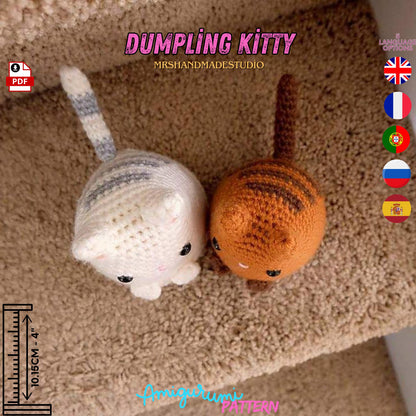 Crochet Dumpling Kitty Amigurumi Pattern PDF | 5 Languages Cute & Easy Crochet Project for Cat Lovers, Instant Download Doll Making