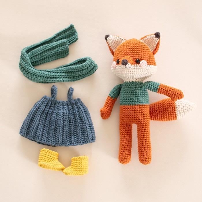 Free Crochet Fox Amigurumi Pattern | Cute Clothes Included | DIY Crochet Toy Pattern | Fun Craft Project for Beginners Doll Making