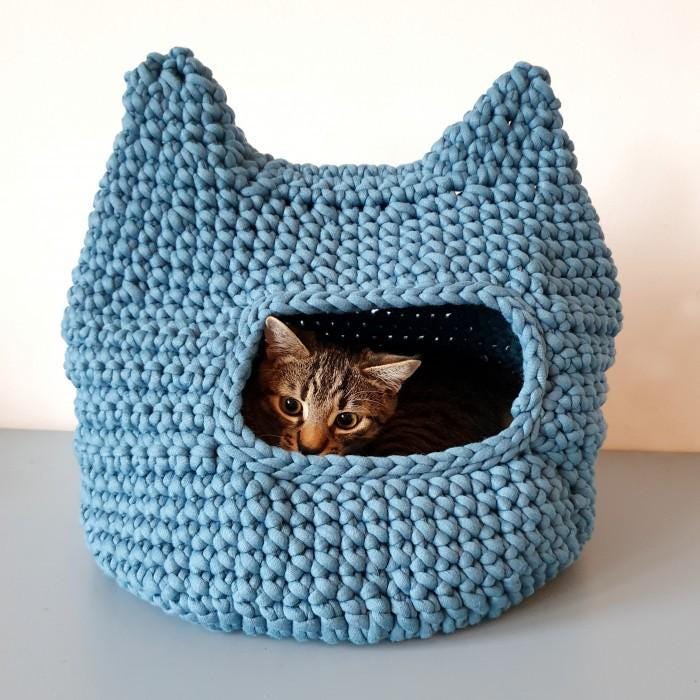 Crochet Cat House Pattern PDF - DIY Cozy Cat Bed Design, Easy to Follow Instructions for Beginners & Cat Lovers