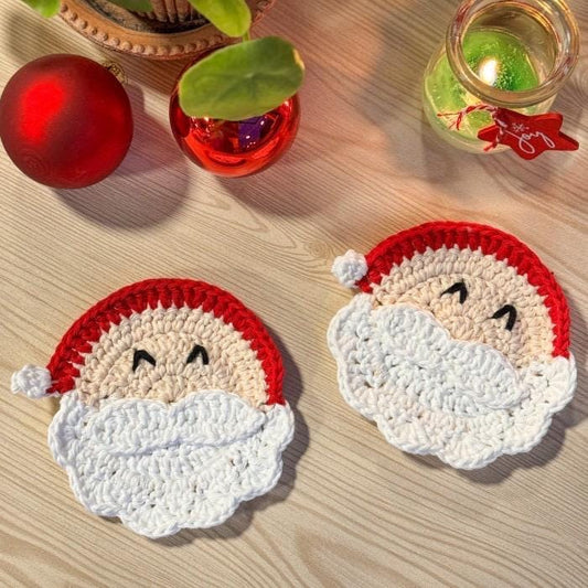 Santa Claus Patterned Coaster | Knitting / Amigurumi Pattern PDF Doll Making