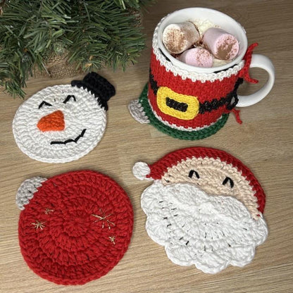 Santa Claus Patterned Coaster | Knitting / Amigurumi Pattern PDF Doll Making