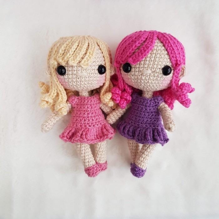 Free Crochet Baby Sisters Toy - Amigurumi Pattern PDF for Beginners, Cute Stuffed Animal Craft, Instant Download, Gift Idea for Kids Doll Making