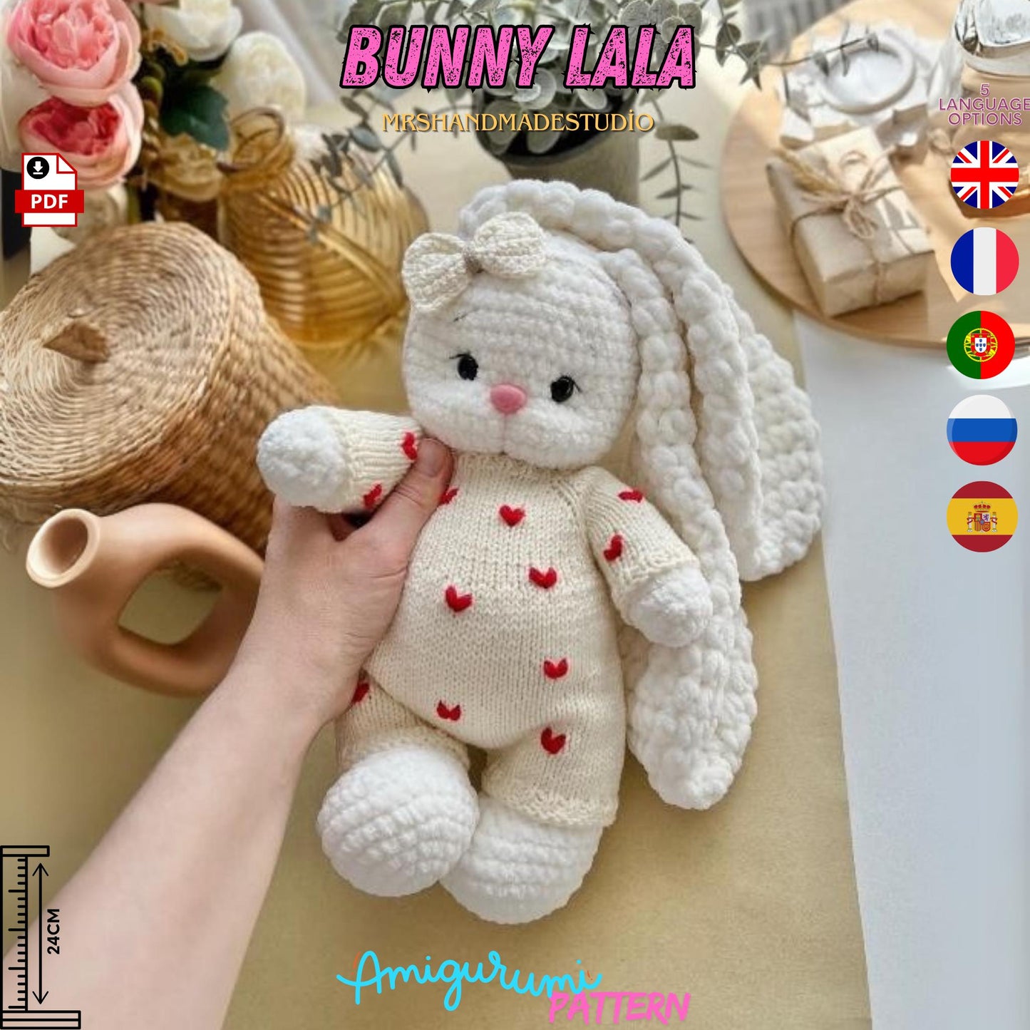 Crochet Bunny Lala Amigurumi Pattern PDF 5 Languages