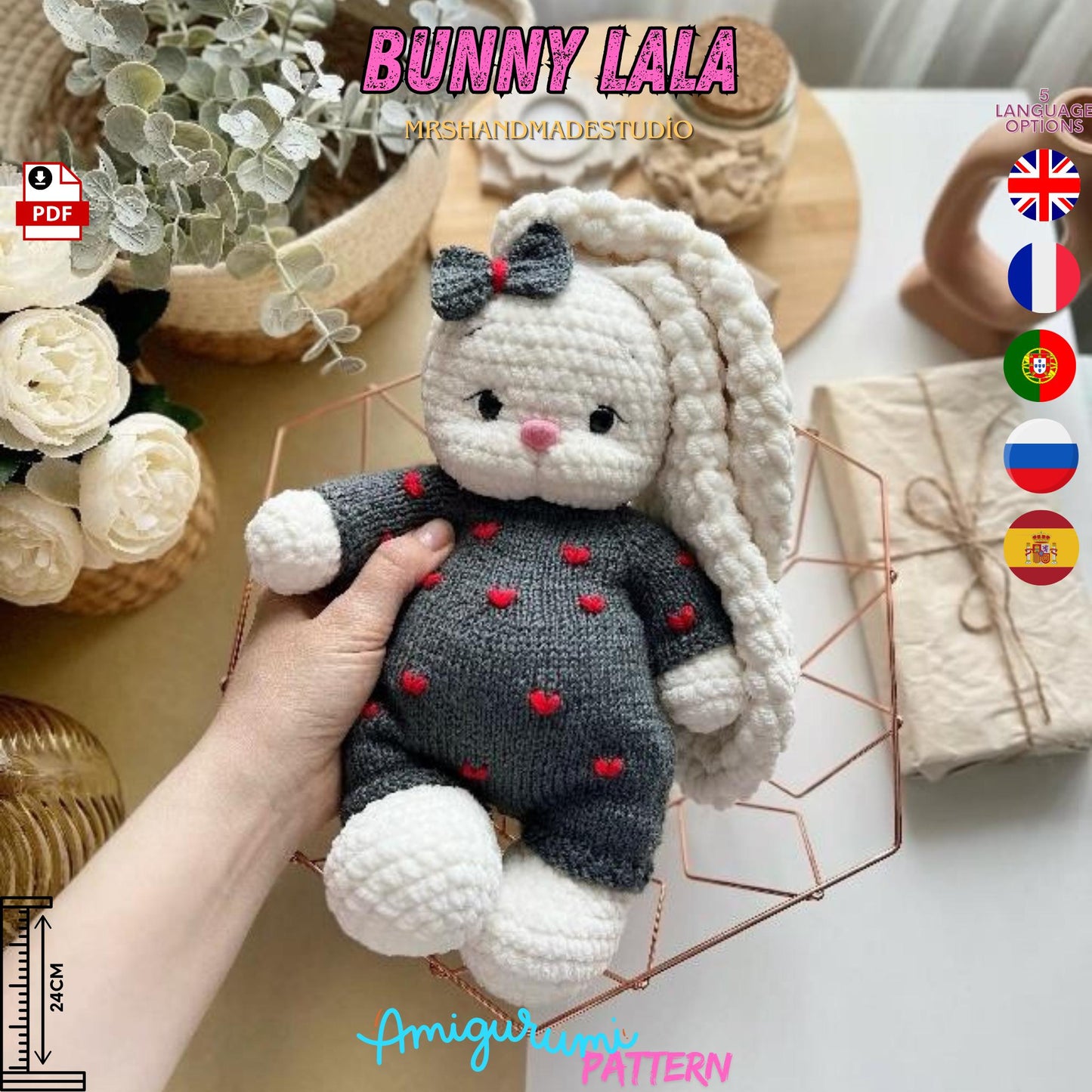 Crochet Bunny Lala Amigurumi Pattern PDF 5 Languages