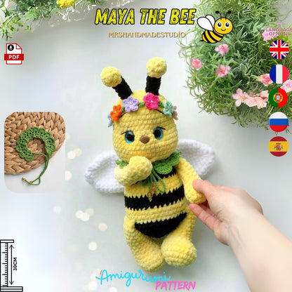 Crochet Maya The Bee Amigurumi Pattern PDF - 5 Language Options, Perfect for Gifts & Beginners