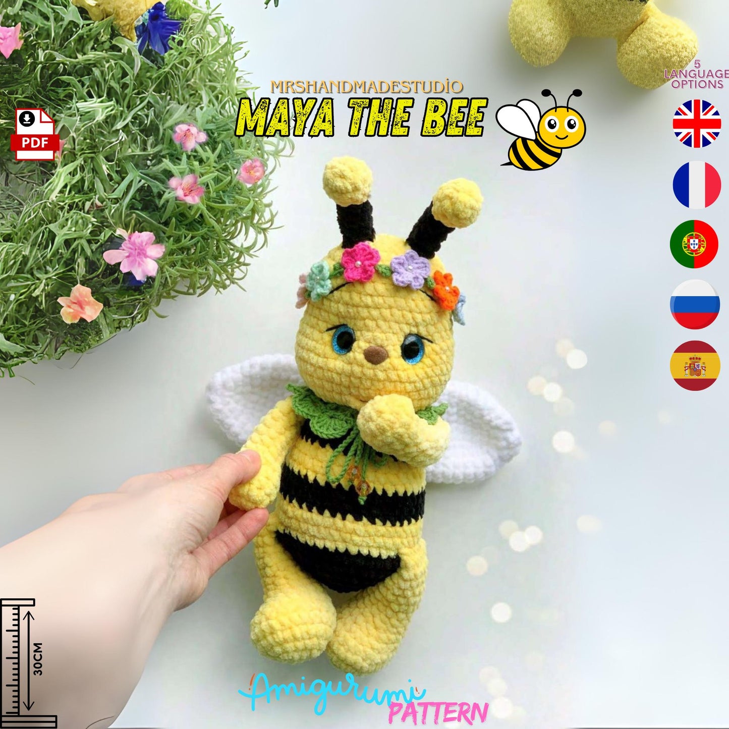 Crochet Maya The Bee Amigurumi Pattern PDF - 5 Language Options, Perfect for Gifts & Beginners