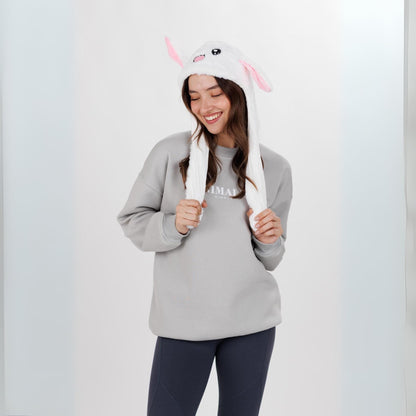 Rabbit Hat Beanie Cap with LED Ears - Moving White Beanie, Cute Winter Accessory, Free Shipping 55 x 17 cm