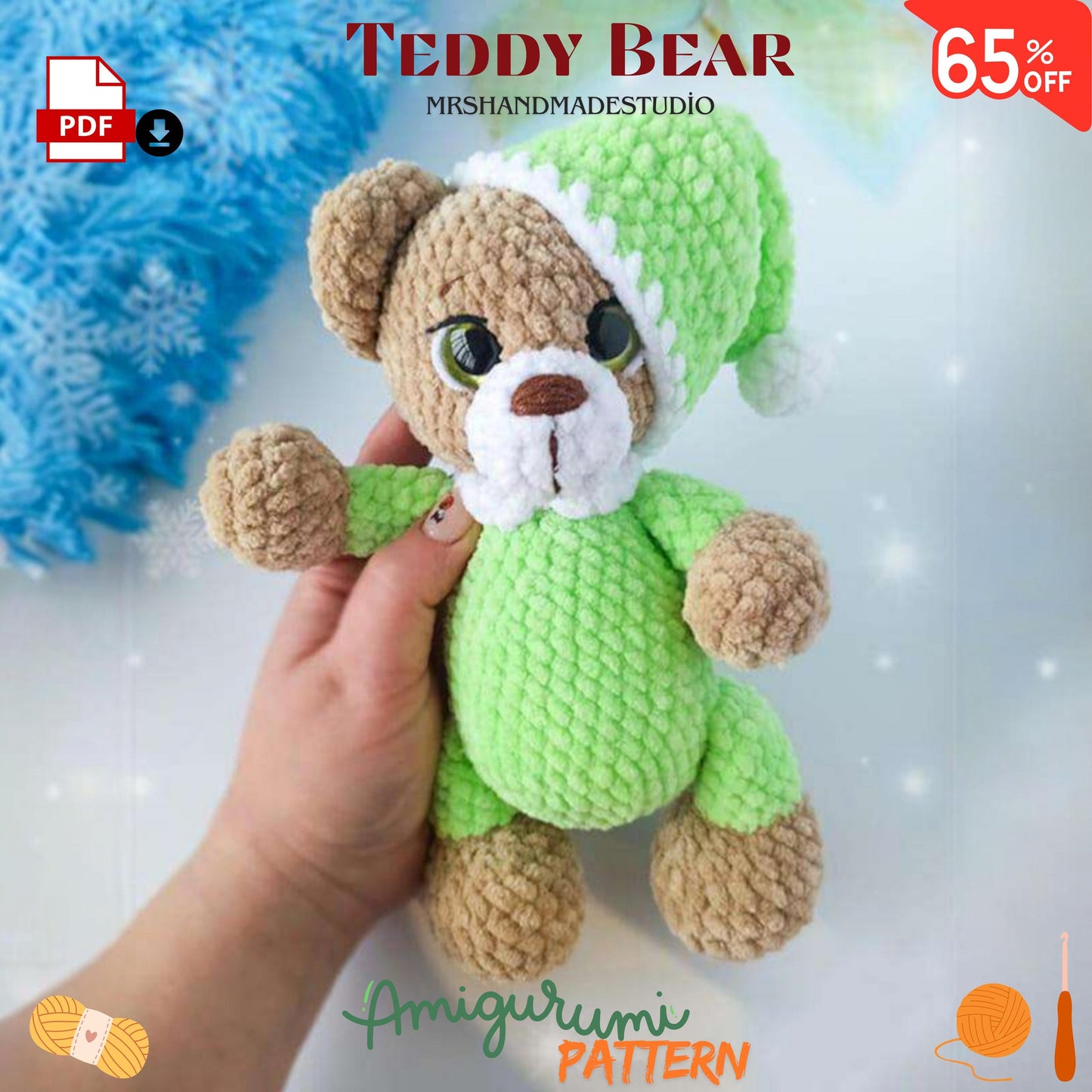 FREE Crochet Teddy Bear Amigurumi Pattern PDF | Cute Pajamas Design, DIY Craft, Instant Download Doll Making