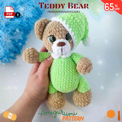 FREE Crochet Teddy Bear Amigurumi Pattern PDF | Cute Pajamas Design, DIY Craft, Instant Download Doll Making