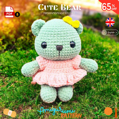 FREE Crochet Cute Plush Bear Amigurumi Pattern - Instant Download, Easy to Follow, DIY Gift for Crafters & FREE Amigurumi Lovers Doll Making