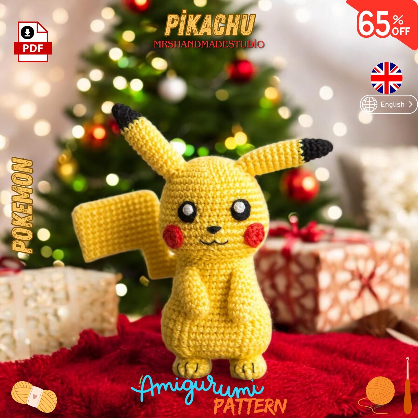 Crochet Pikachu Amigurumi Pattern 10 Language Options Doll Making PDF | Easy DIY Pokemon Toy Tutorial, Instant Download Doll Making