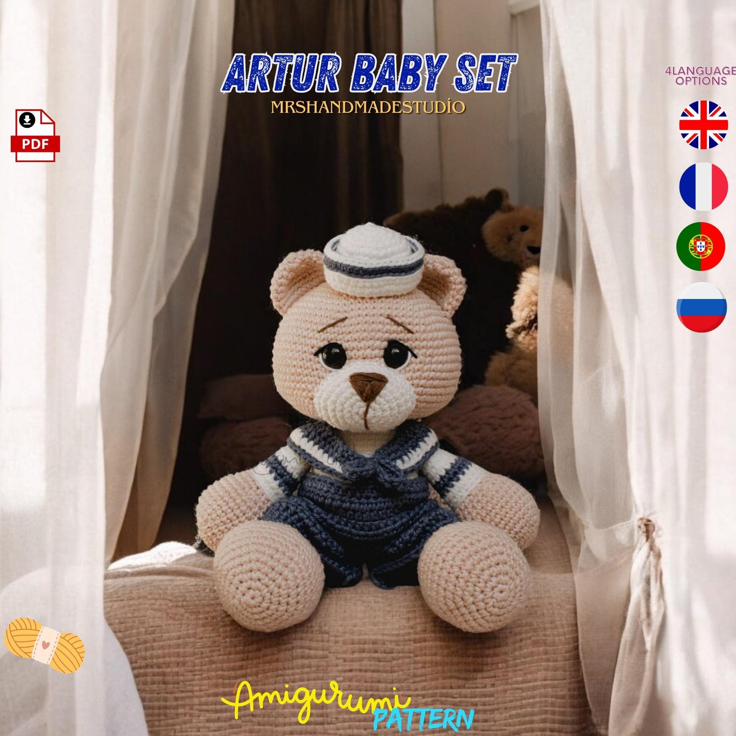 Crochet Steward Artur Baby Set - Amigurumi Pattern PDF for Beginners, Cute Baby Toy, DIY Gift Idea