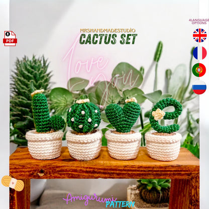 Crochet Cactus LOVE Pattern PDF - Amigurumi Succulent Home Decor & Gift Idea for Plant Lovers