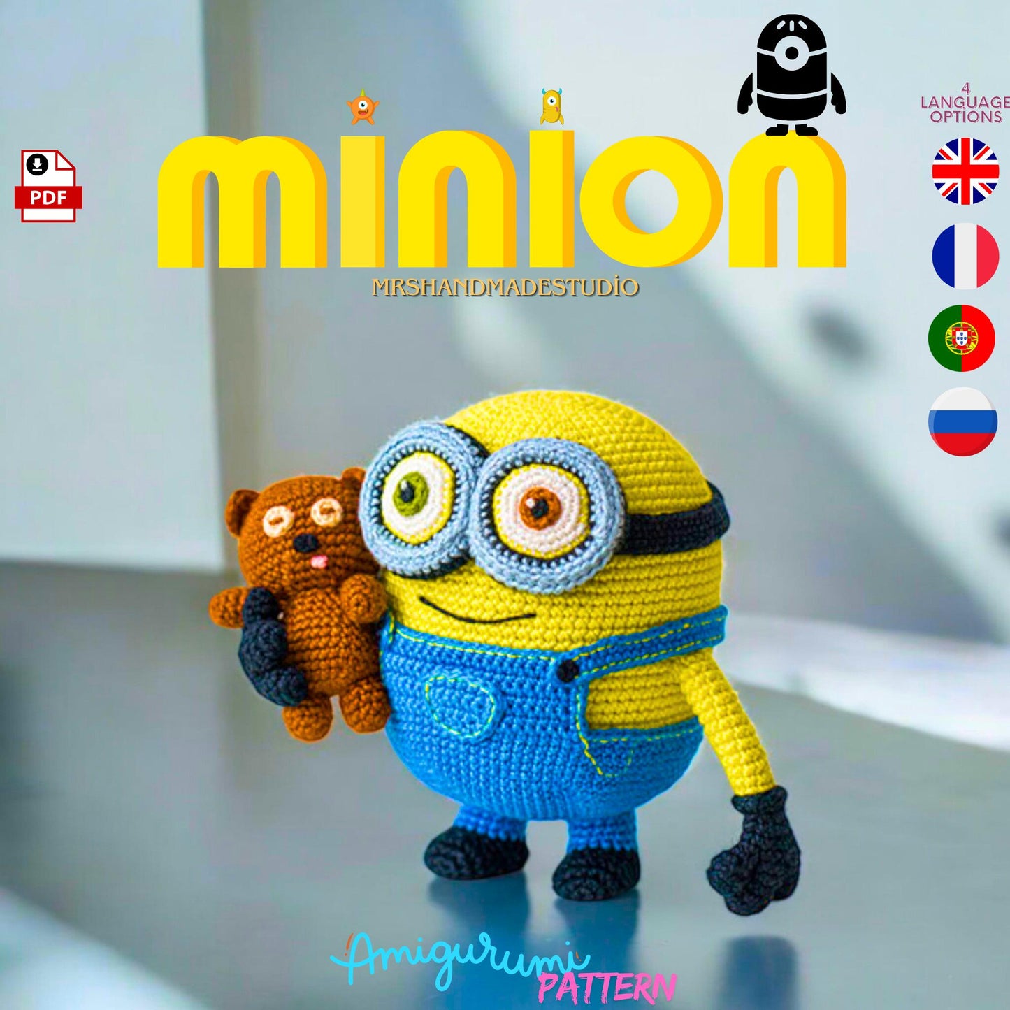 Crochet Minions Bob and Bear Amigurumi Pattern PDF | Instant Download, DIY Toy Pattern for Beginners & Kids