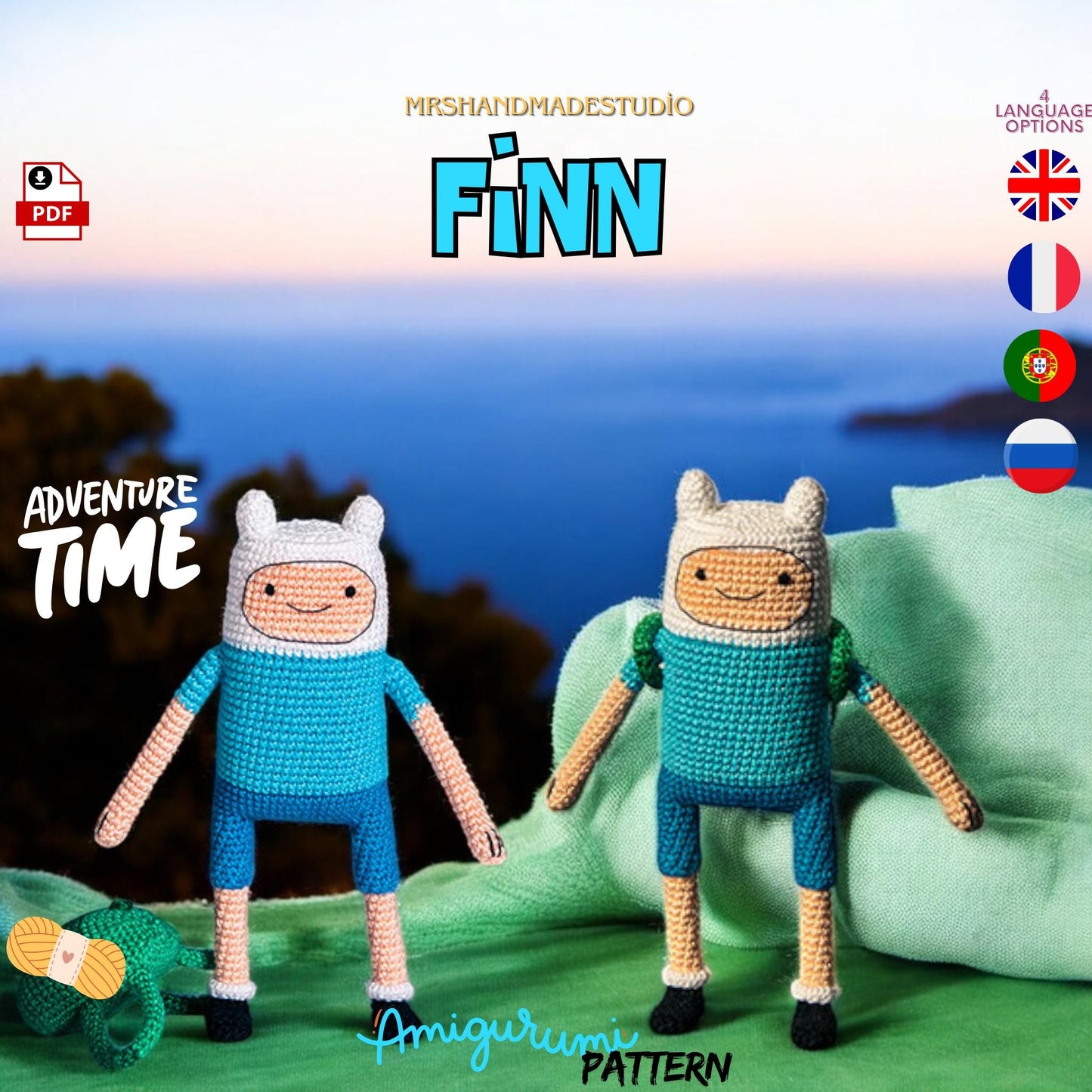 Crochet FINN Pattern | Adventure Time Amigurumi PDF | Fun Crochet Toy | Instant Download | DIY Craft Project for Fans