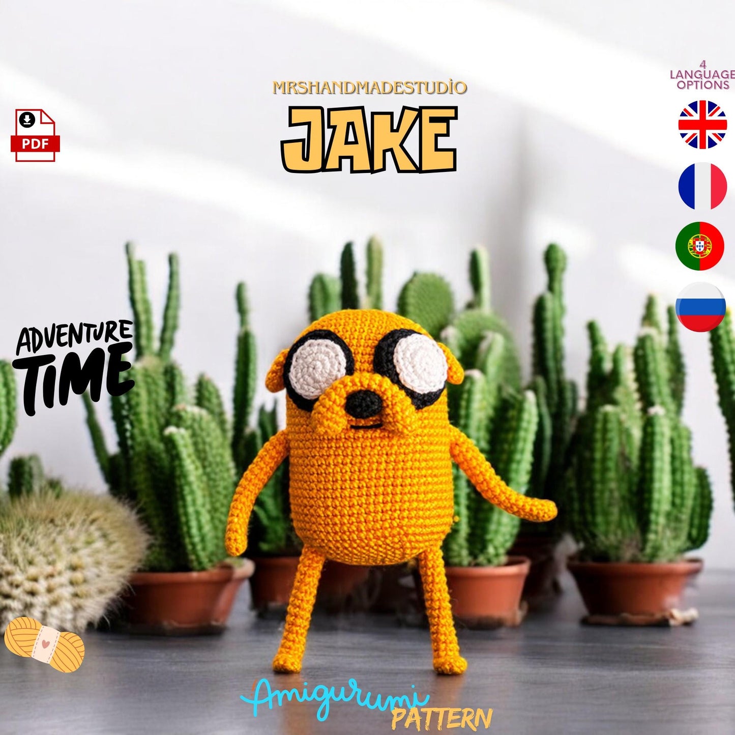 Crochet JAKE Pattern | Adventure Time Amigurumi PDF | Fun Crochet Toy | Instant Download | DIY Craft Project for Fans