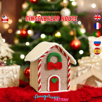 Free Crochet Gingerbread House Amigurumi Pattern PDF | Cute Holiday Decor Tutorial, DIY Craft, Instant Download