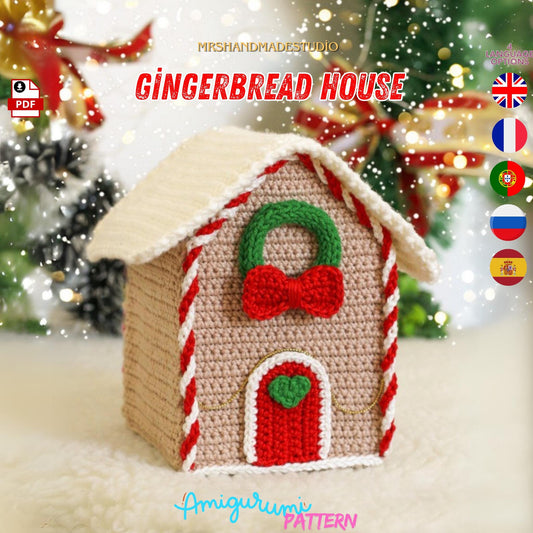 Free Crochet Gingerbread House Amigurumi Pattern PDF | Cute Holiday Decor Tutorial, DIY Craft, Instant Download