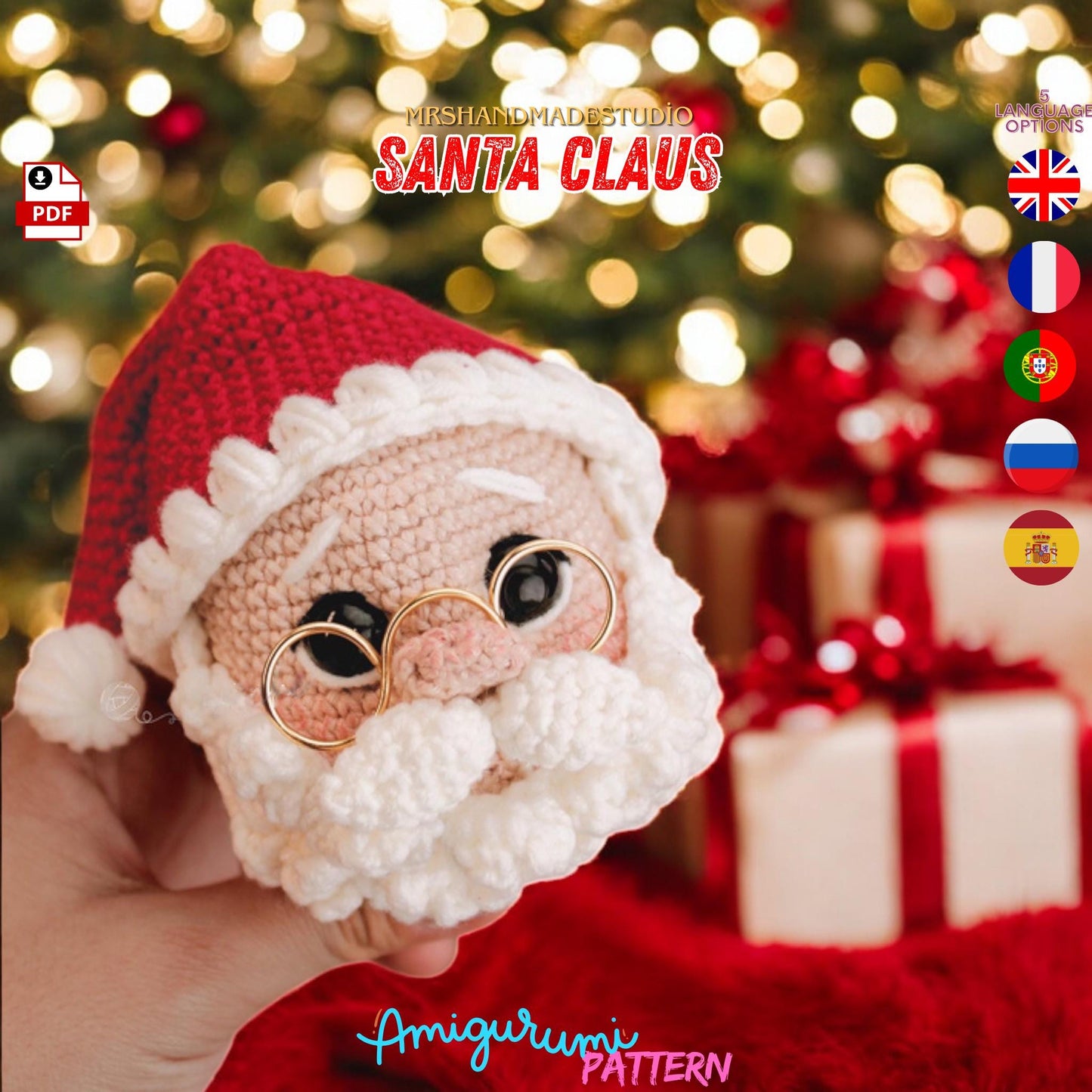 Santa Claus Crochet Amigurumi Pattern PDF - 5 Languages