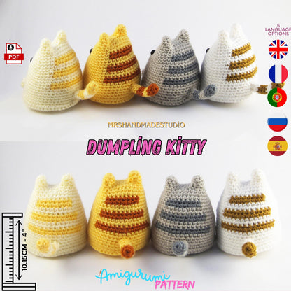 Crochet Dumpling Kitty Amigurumi Pattern PDF | 5 Languages Cute & Easy Crochet Project for Cat Lovers, Instant Download Doll Making