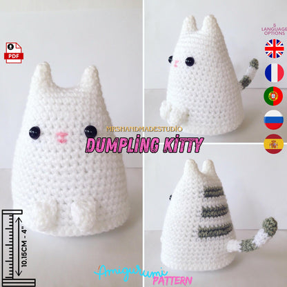 Crochet Dumpling Kitty Amigurumi Pattern PDF | 5 Languages Cute & Easy Crochet Project for Cat Lovers, Instant Download Doll Making