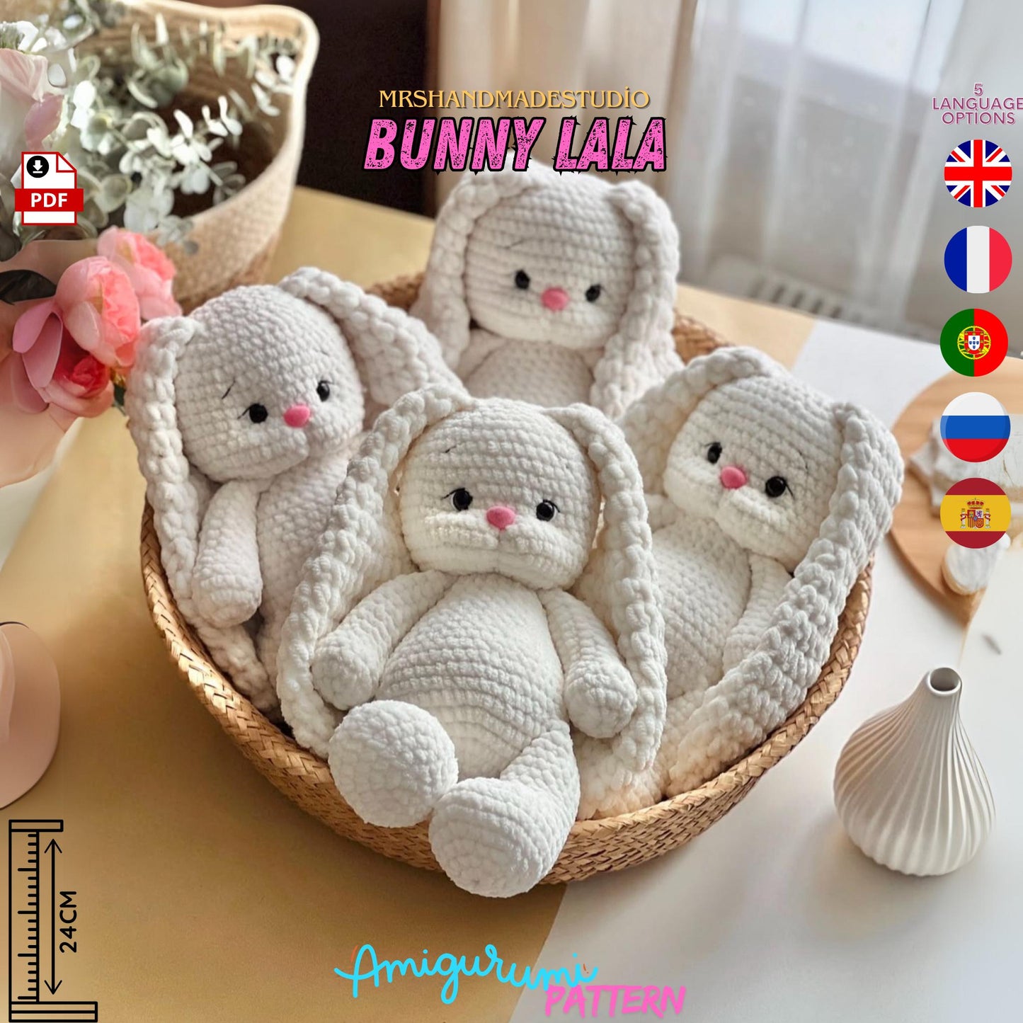 Crochet Bunny Lala Amigurumi Pattern PDF 5 Languages