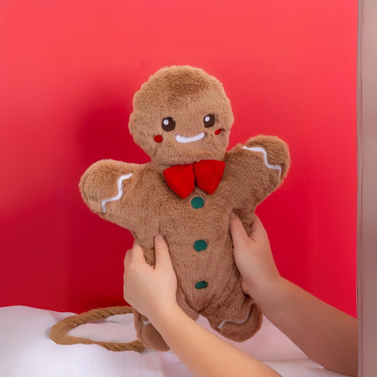 Plush Gingerbread Man Hot Water Bottle, 750ml Thermofor - Cozy & Cute Winter Gift, Free Shipping