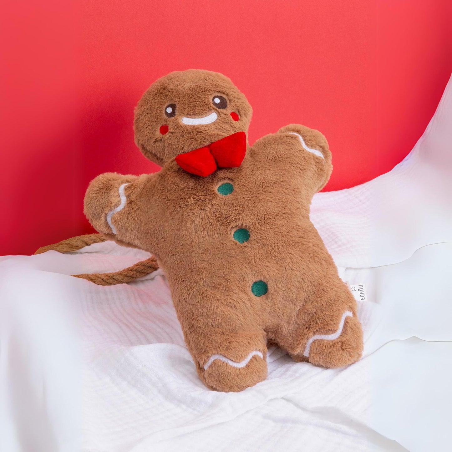 Plush Gingerbread Man Hot Water Bottle, 750ml Thermofor - Cozy & Cute Winter Gift, Free Shipping