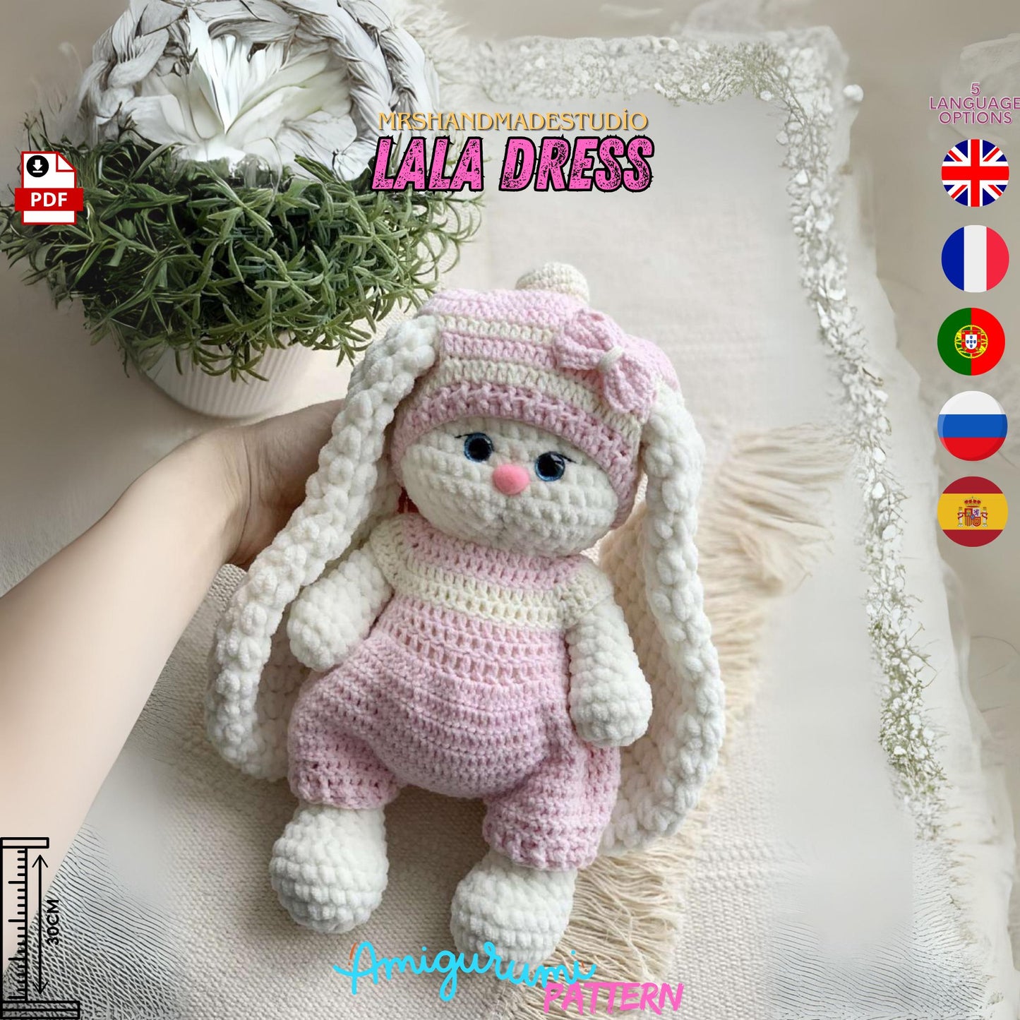 Crochet Bunny Lala Rabbit's Dress-2 Pattern PDF | 5 Language