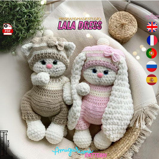 Crochet Bunny Lala Rabbit's Dress-2 Pattern PDF | 5 Language