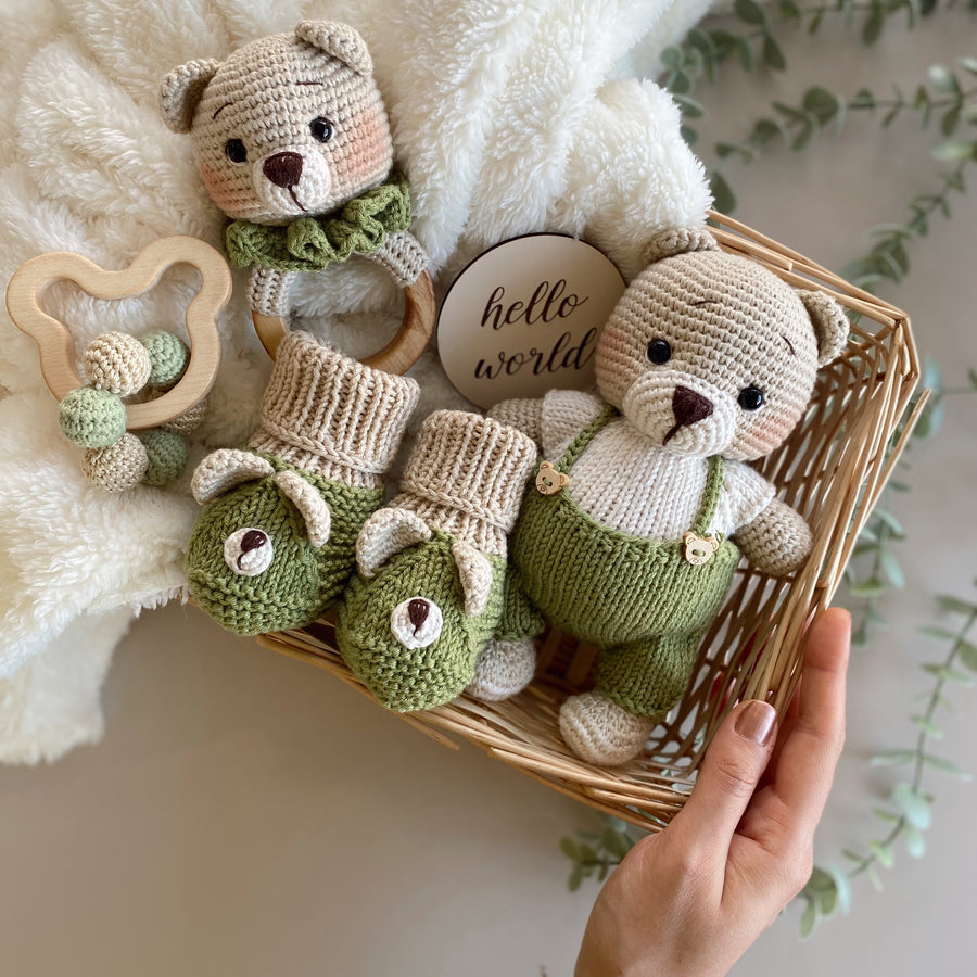 Amigurumi Teddy Bear Toy Set Green Free Shipping