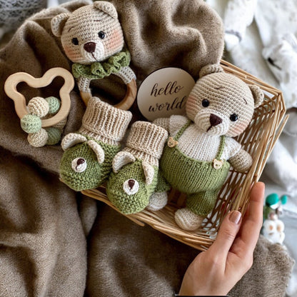 Amigurumi Teddy Bear Toy Set Green Free Shipping